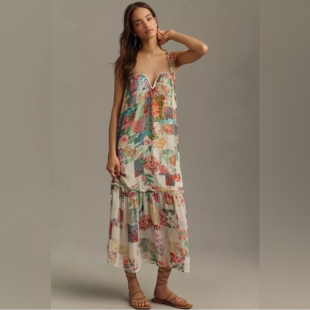 BNWT. Anthropologie Printed Chiffon Midi Dress. - Picture 3 of 8